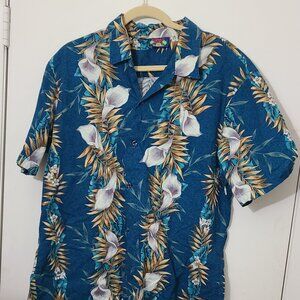 Vintage Hawaii Blues Adult XL Hawaiian Pattern Shirt Short Sleeve Button Up